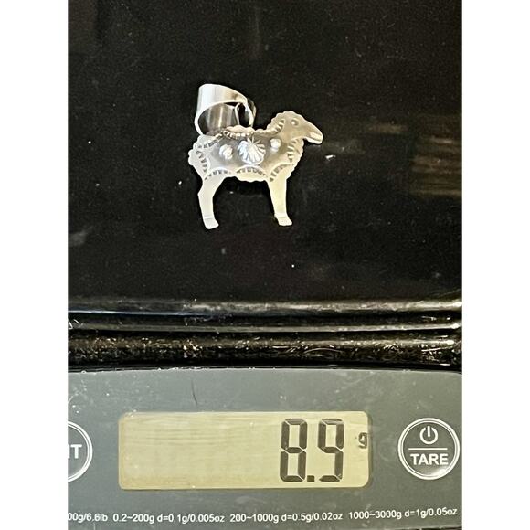 Navajo CHIMNEY BUTTE Sterling Silver Sheep Pendant Hand Stamped 925 Signed - Picture 11 of 11